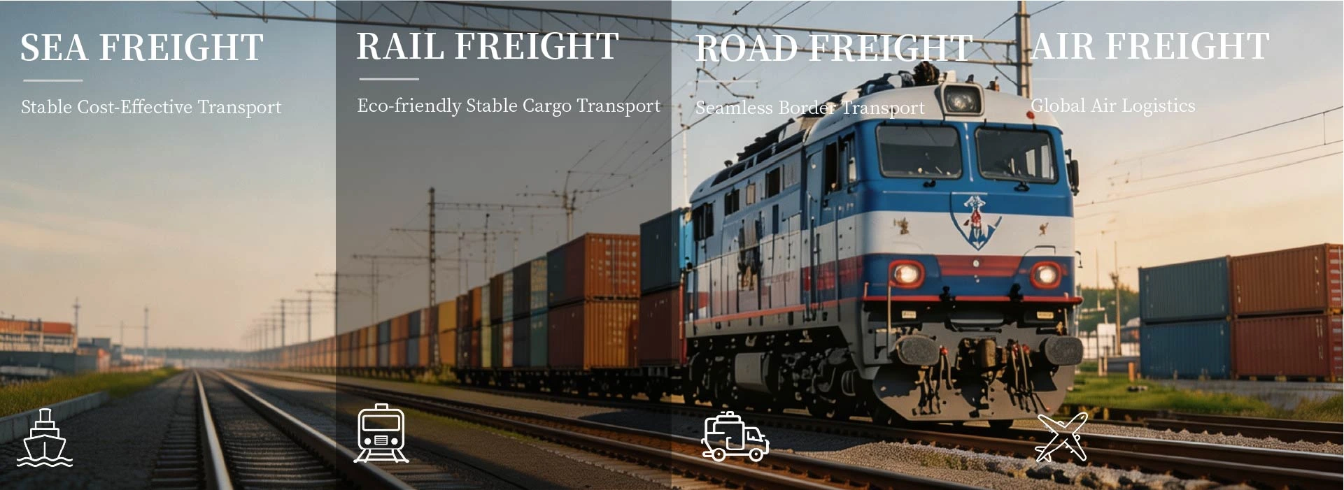 Freight train carrying shipping containers
