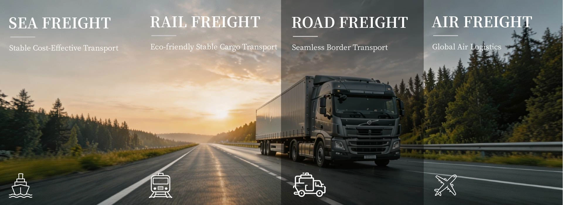 Freight truck travelling on an open road